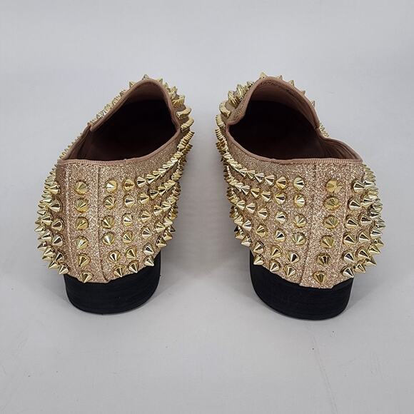 Justar Men's Gold Glitter Leather Spike Loafers Men’s Size 9 - Picture 6 of 12